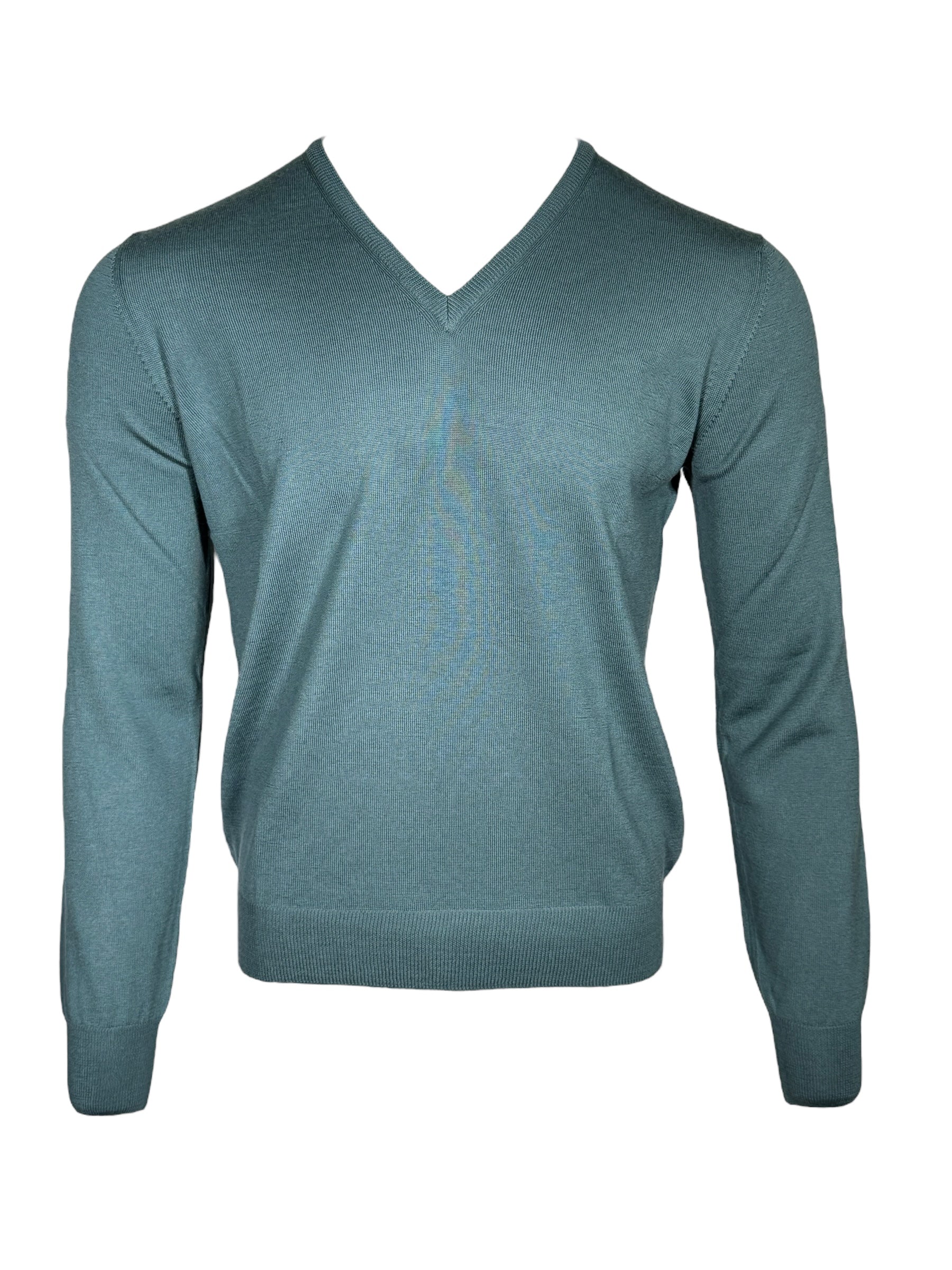 BUTTON DOWN MEN'S MERINO WOOL V-NECK SWEATER DARK TEAL – Button