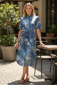 VLT'S BY VALENTINA'S FLORAL DRESS - BLUE