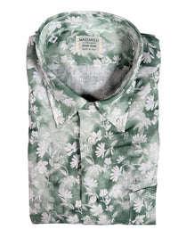 MAZZARELLI LINEN SPORT SHIRT - GREEN FLORAL