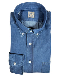 GIANGI NAPOLI MEN'S DENIM SHIRT - DOUBLE STONE WASH BLUE