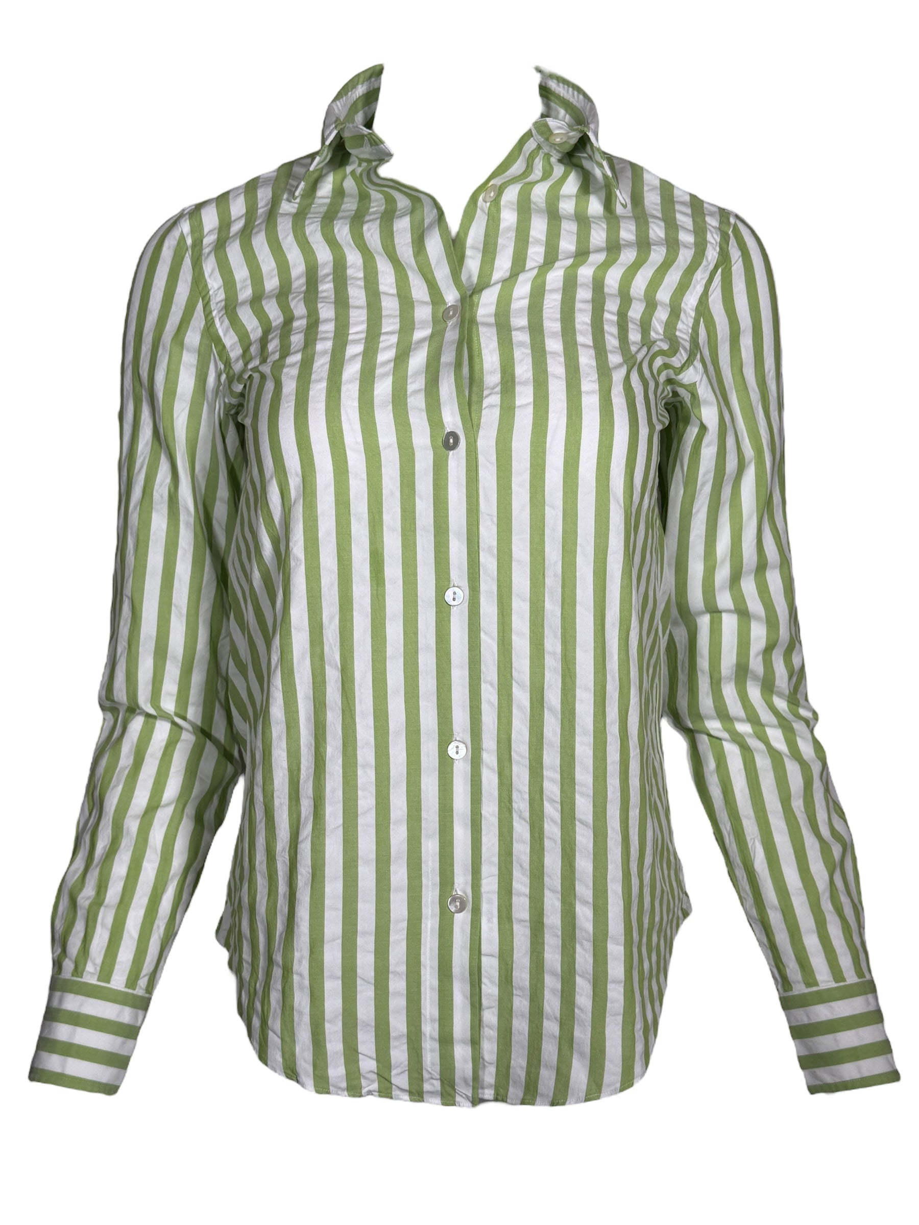 GIANGI NAPOLI WOMEN'S SHIRT - GREEN STRIPE