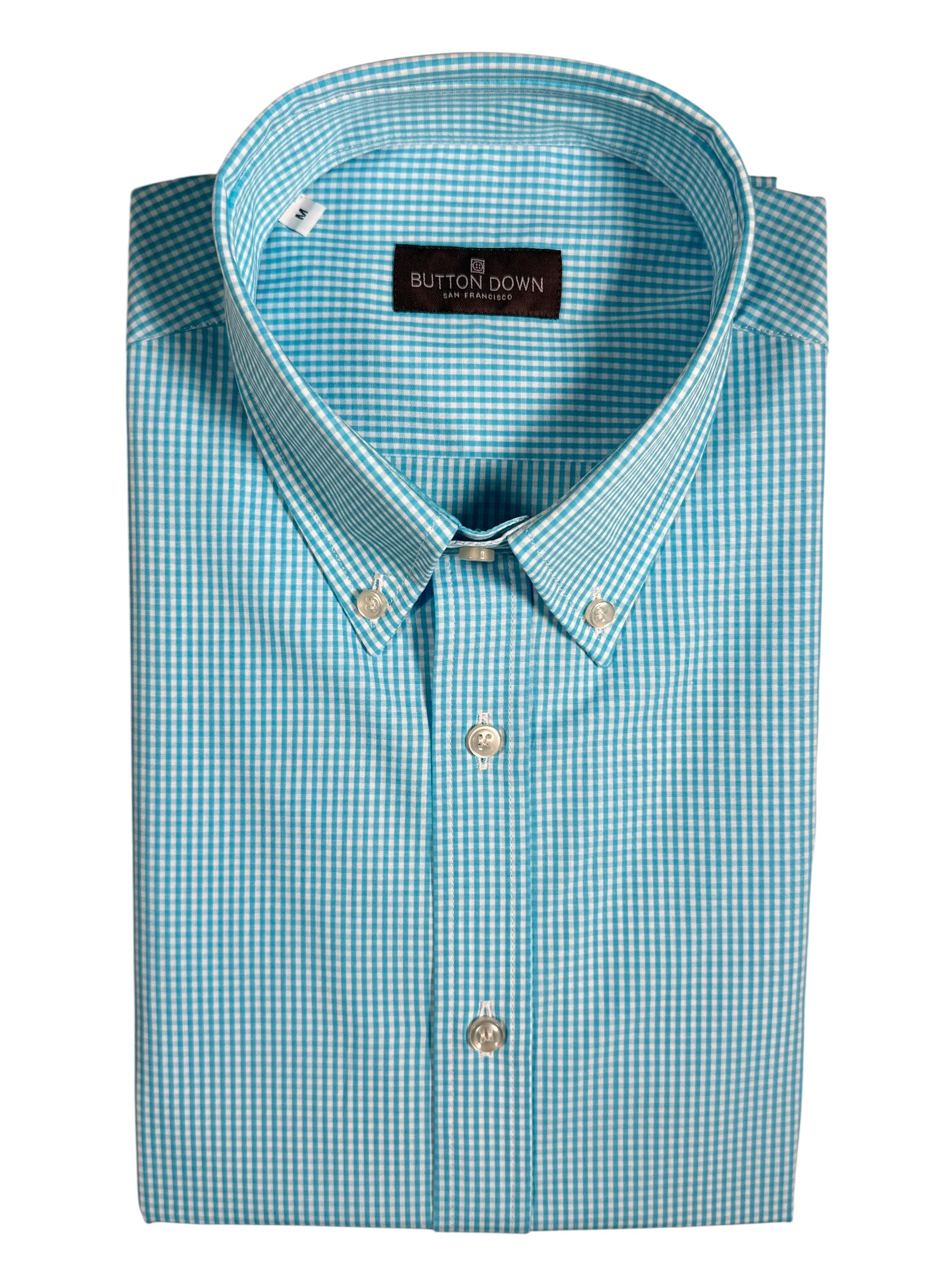 BUTTON DOWN SPORT SHIRT - AQUA MICRO CHECK