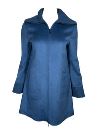 KINROSS KNIT TRIM ZIP MOCK COAT - SAPPHIRE