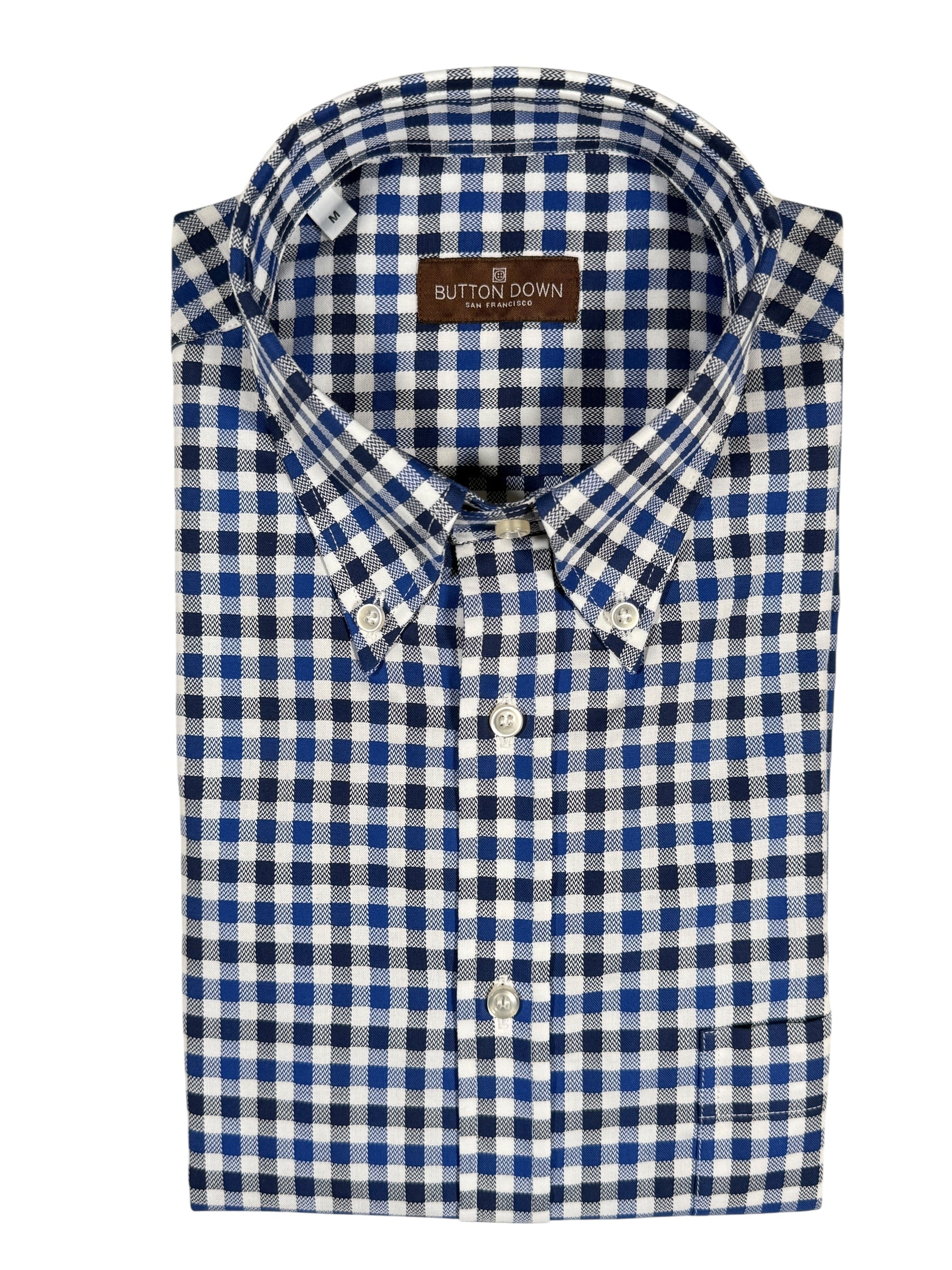 BUTTON DOWN SPORT SHIRT - NAVY/BLUE GINGHAM