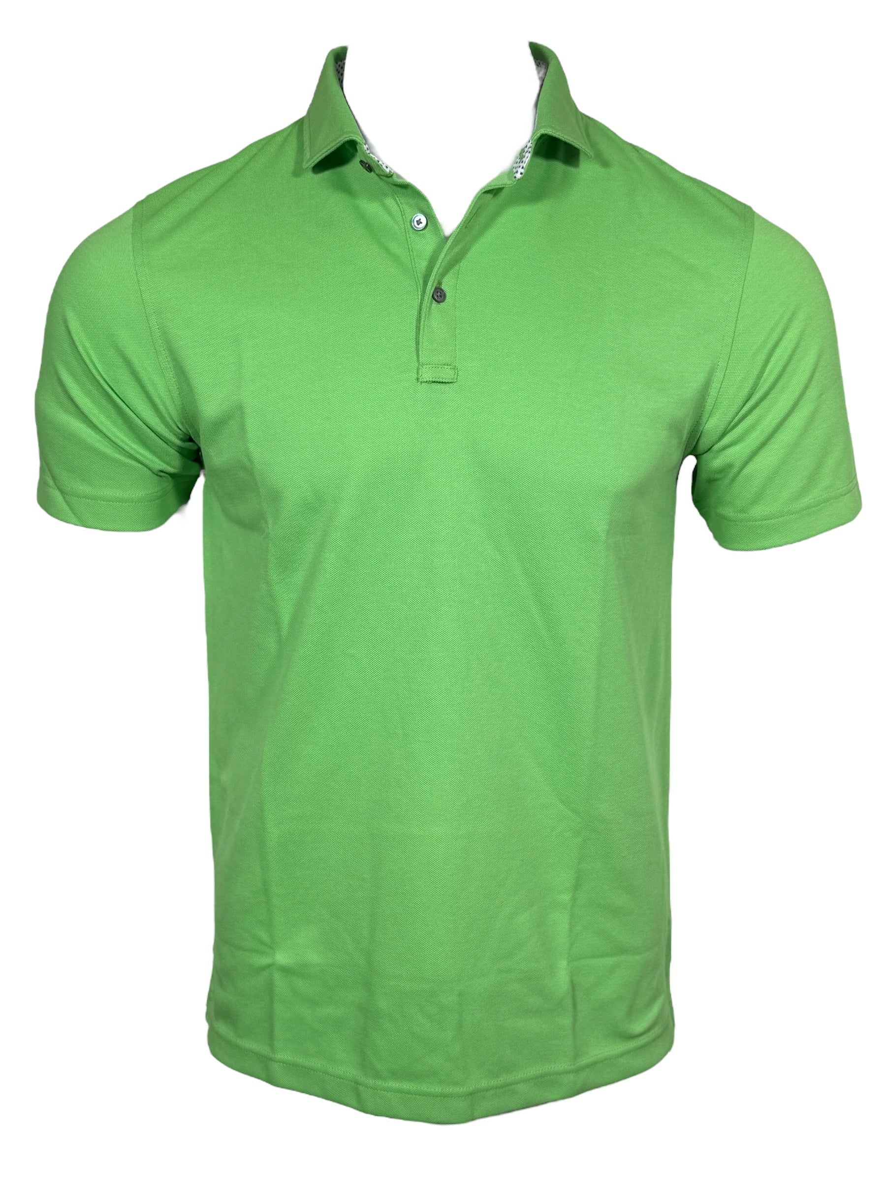 BUTTON DOWN MEN'S TECH PIQUE POLO - SOLID PALM GREEN