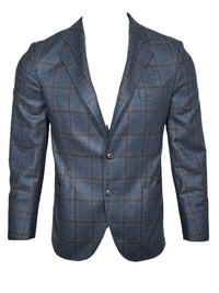 OARS & OLD IVY WOOL/CASHMERE SPORT COAT - NAVY/BROWN CHECK