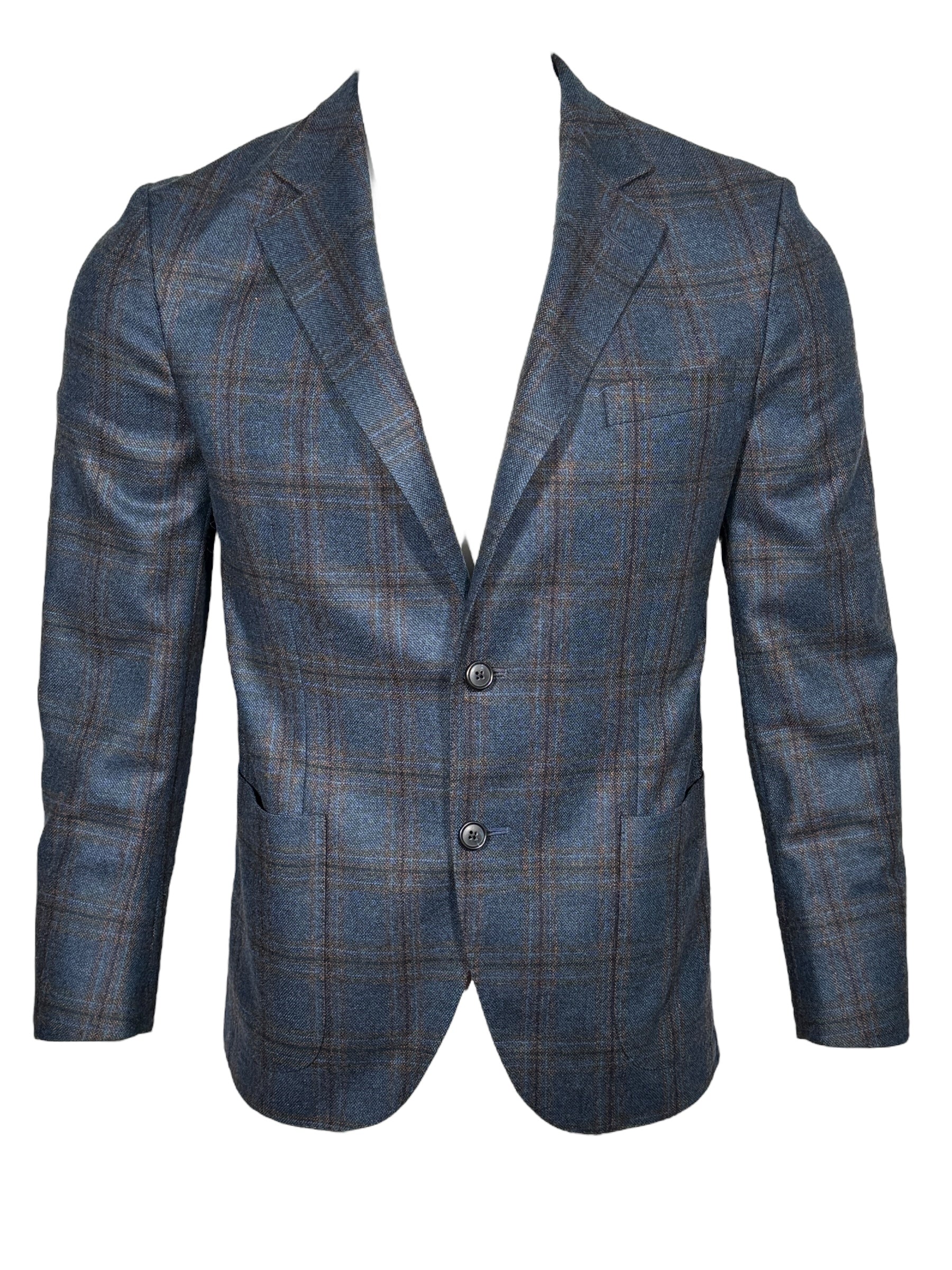 OARS & OLD IVY WOOL/CASHMERE SPORT COAT - NAVY/BROWN CHECK