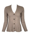 PUROTATTO WOOL/CASHMERE CABLE RIB CARDIGAN - NOCCIOLA