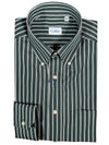GALLIA MEN'S SHIRT - OLIVE WITH WHITE DOUBLE STRIPE