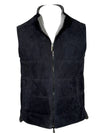 DEL VECCHIO MEN'S SUEDE & CASHMERE REVERSIBLE VEST - NAVY/GREY