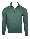 FEDELI CASHMERE TWIST 1/4 ZIP SWEATER - BOTTLE GREEN