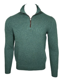 FEDELI CASHMERE TWIST 1/4 ZIP SWEATER - BOTTLE GREEN