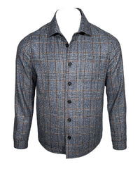 MAURIZIO BALDASSARI CLASSIC WOOL OVERSHIRT JACKET - BLUE NAVY PLAID