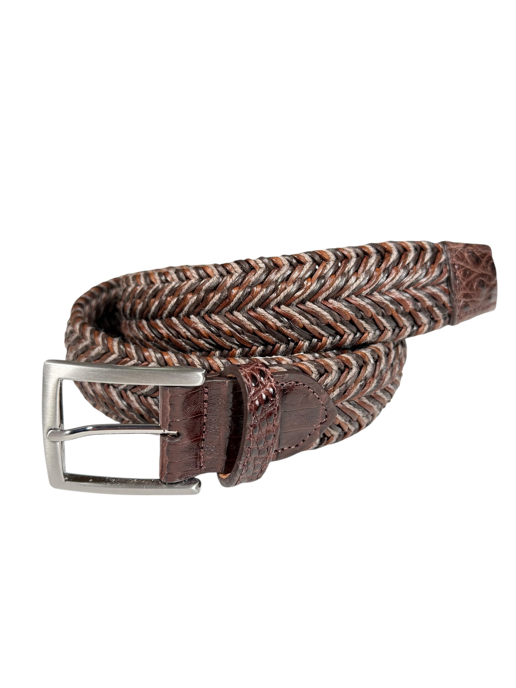 W.KLEINGBERG CHEVRON ROPE WOVEN BELT - BROWN