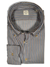GMF 965 MEN'S SPORT SHIRT - NAVY/BROWN STRIPE