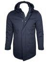 FRADI LORO PIANA STORM SYSTEM CITY COAT WITH REMOVABLE HOOD - NAVY