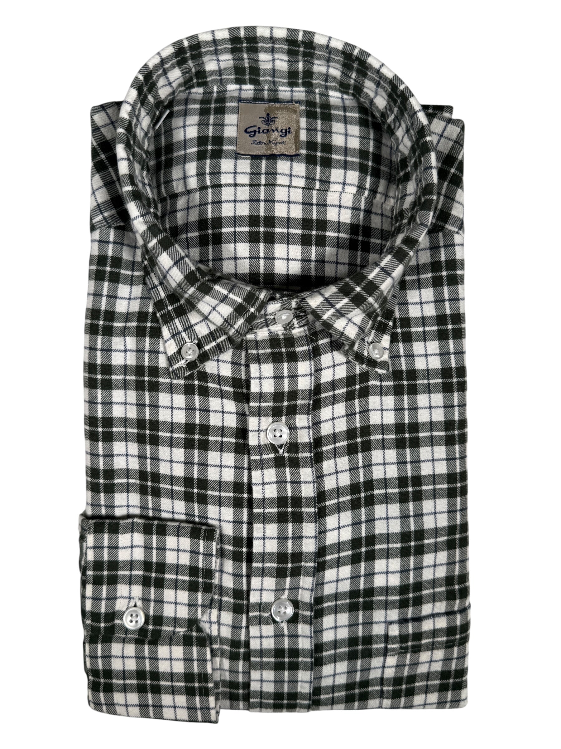 GIANGI NAPOLI MEN'S SHIRT - GREEN & WHITE CHECK