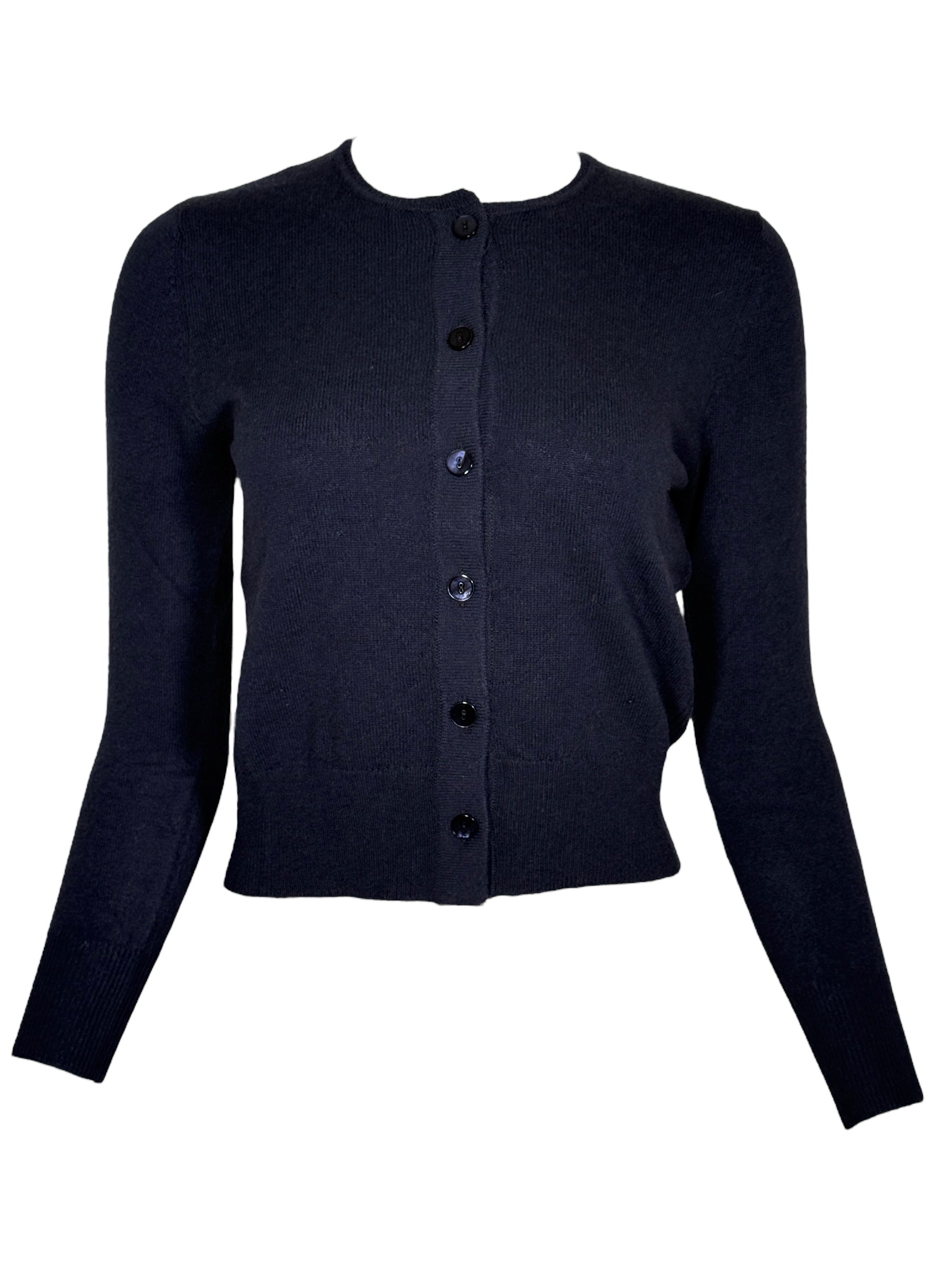 PUROTATTO RIBBED BACK CASHMERE CARDIGAN - NAVY