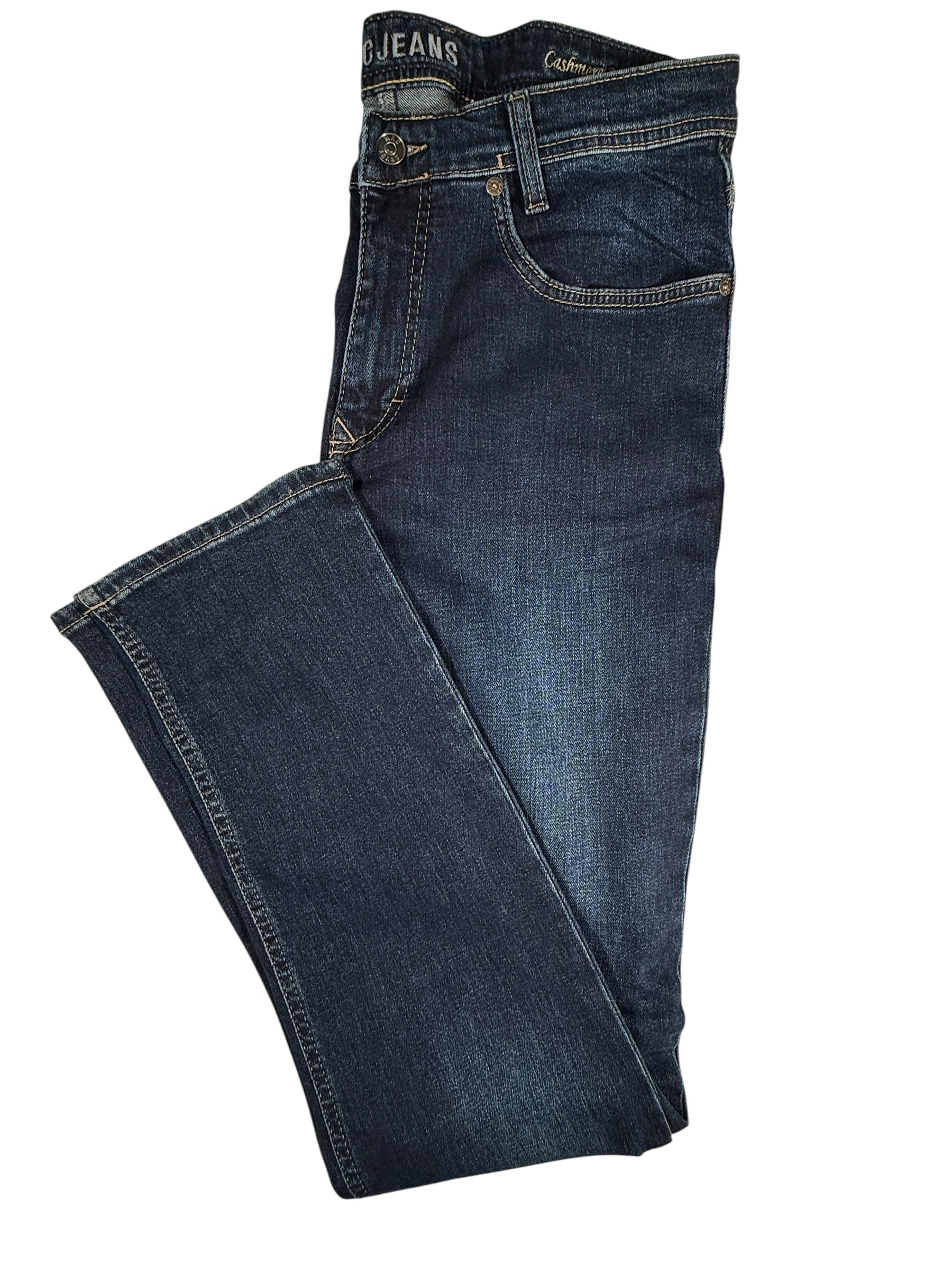 MAC MEN'S ARNE PIPE CASHMERE DENIM JEAN - MID BLUE