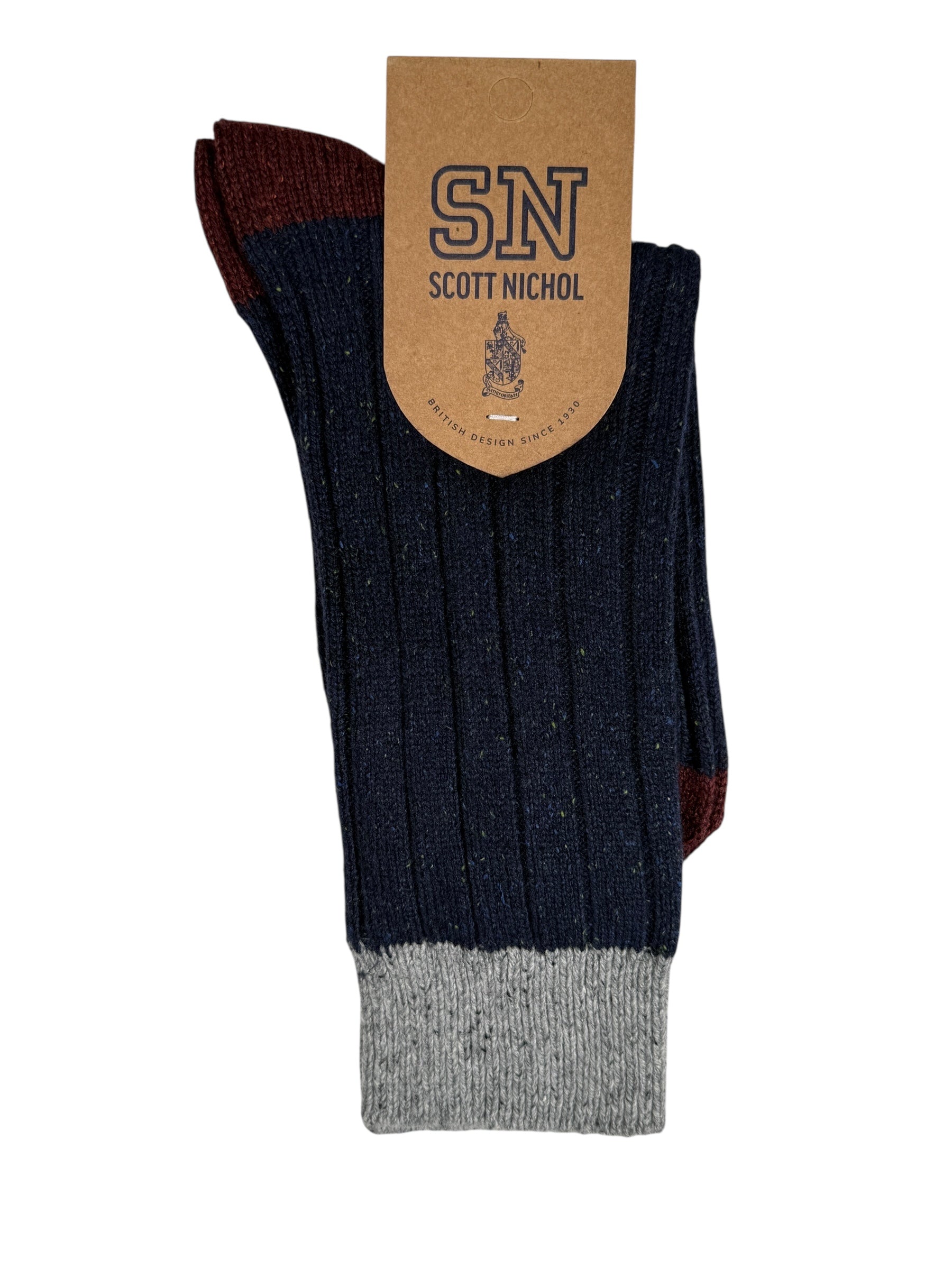 PANTHERELLA THORNHAM MEN'S WOOL SOCK - NAVY FLECK