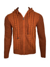 LEFT COAST TEE CABLE ZIP HOODED SWEATER - RUST COMBO