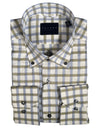 CALDER CARMEL MEN'S SHIRT - OLIVE/BLUE WINDOWPANE