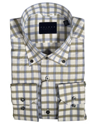 CALDER CARMEL MEN'S SHIRT - OLIVE/BLUE WINDOWPANE
