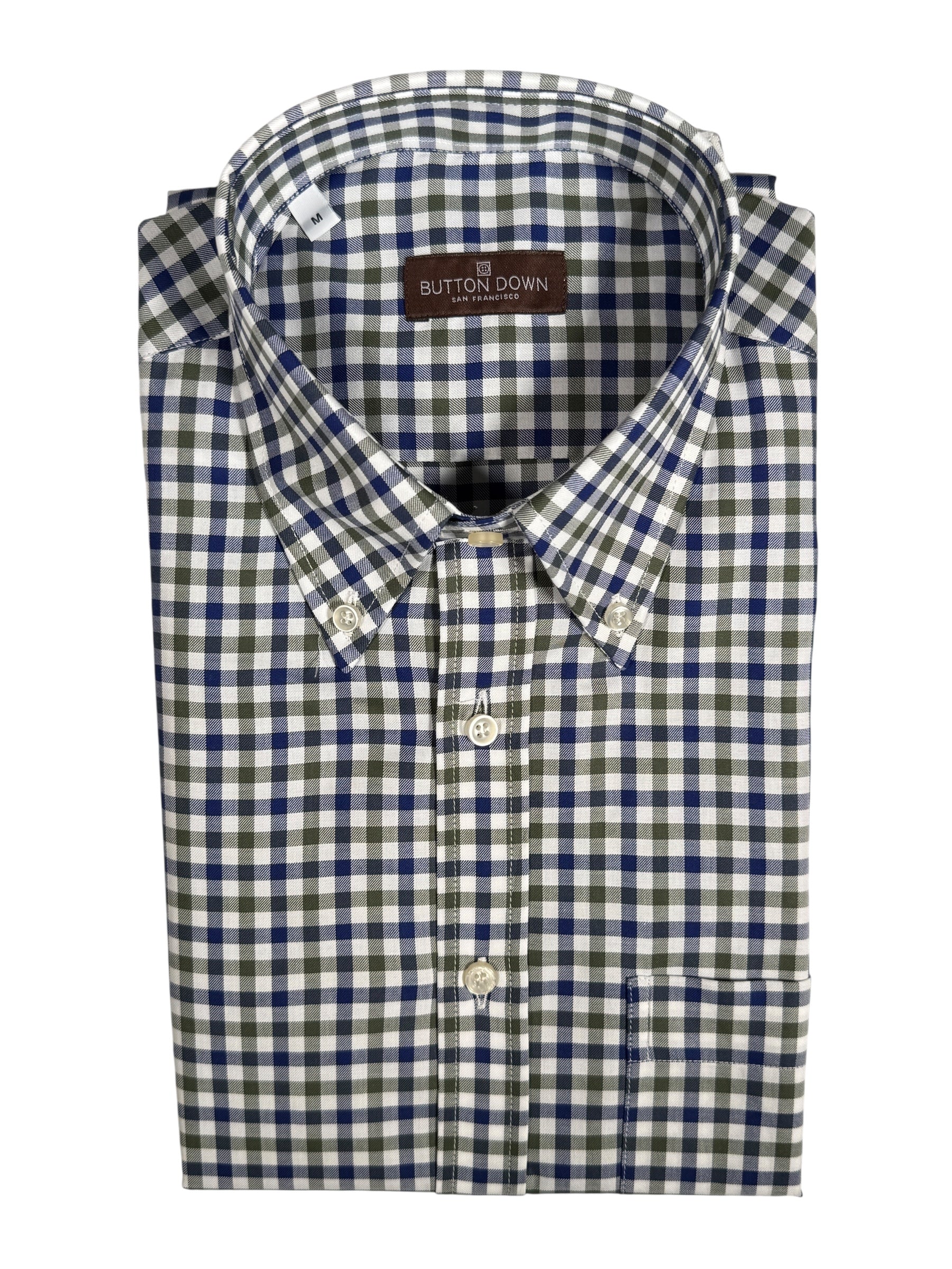 BUTTON DOWN SPORT SHIRT - NAVY/GREEN CHECK