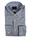 EMANUEL BERG HOUNDSTOOTH TWILL PREMIUM LUXURY MEN'S SHIRT - NAVY