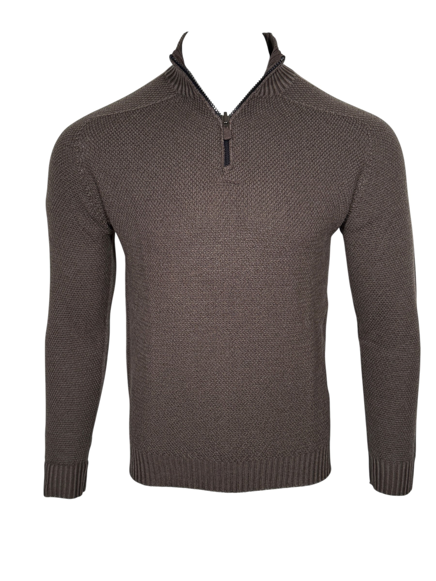 FLY3 REVERSIBLE 1/4 ZIP SWEATER - BROWN