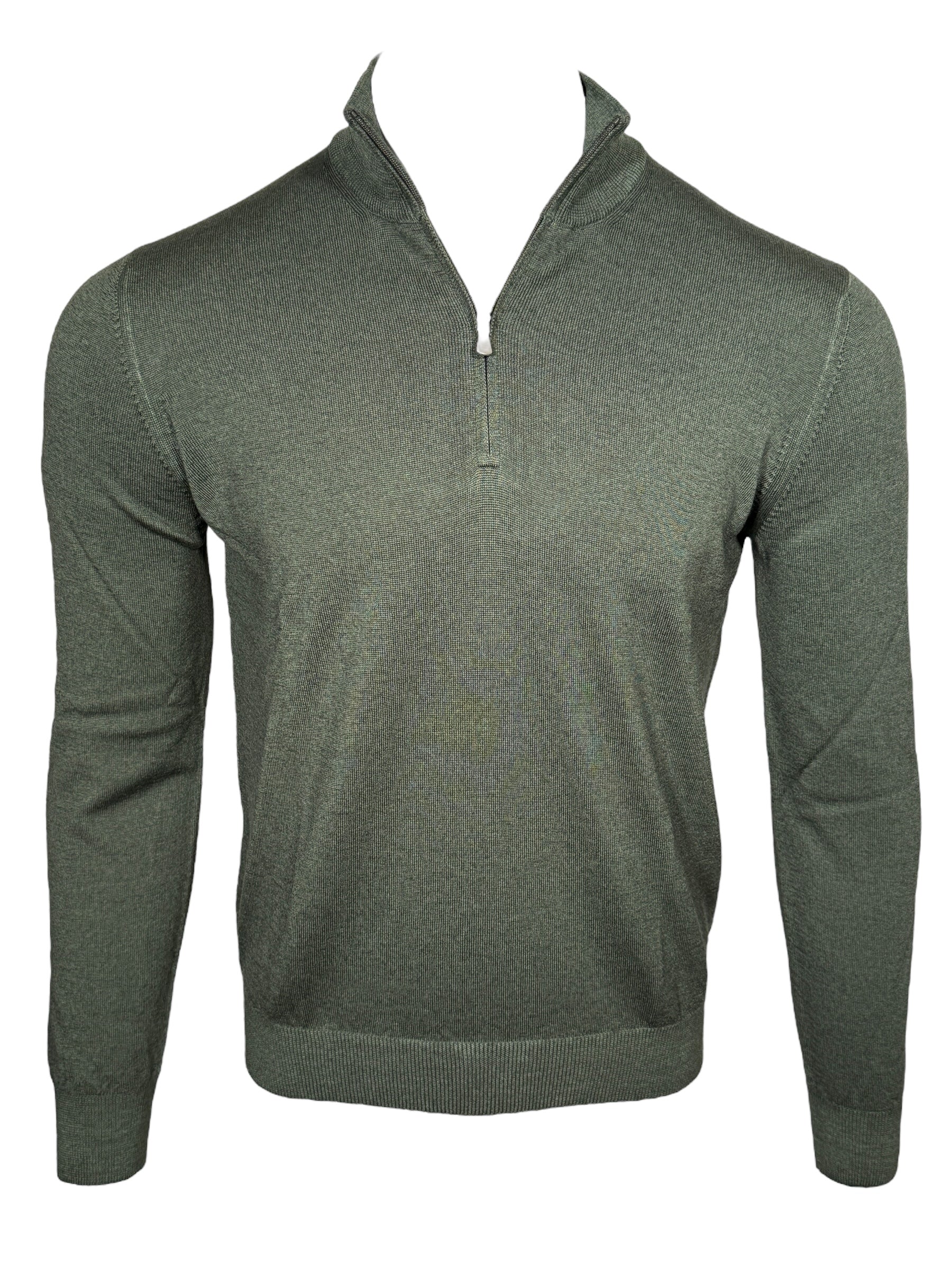 BUTTON DOWN VINTAGE 1/4 ZIP SWEATER - OLIVE