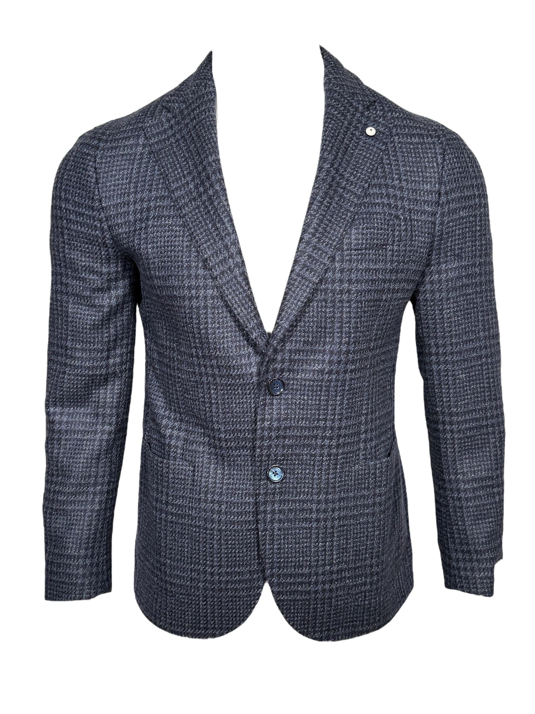 L.B.M. 1911 TAILORED WOOL HOUNDSTOOTH SPORT COAT - NAVY