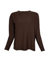 HUBERT GASSER MERINO ROUND NECK SWEATER - DARK BROWN