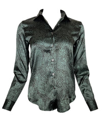 AMINA RUBINACCI ANIMAL PRINT SILK BLOUSE - MALACHITE