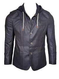 EMANUEL BERG WOOL/CASHMERE D-CONTRUCTED SHIRT JACKET - NAVY