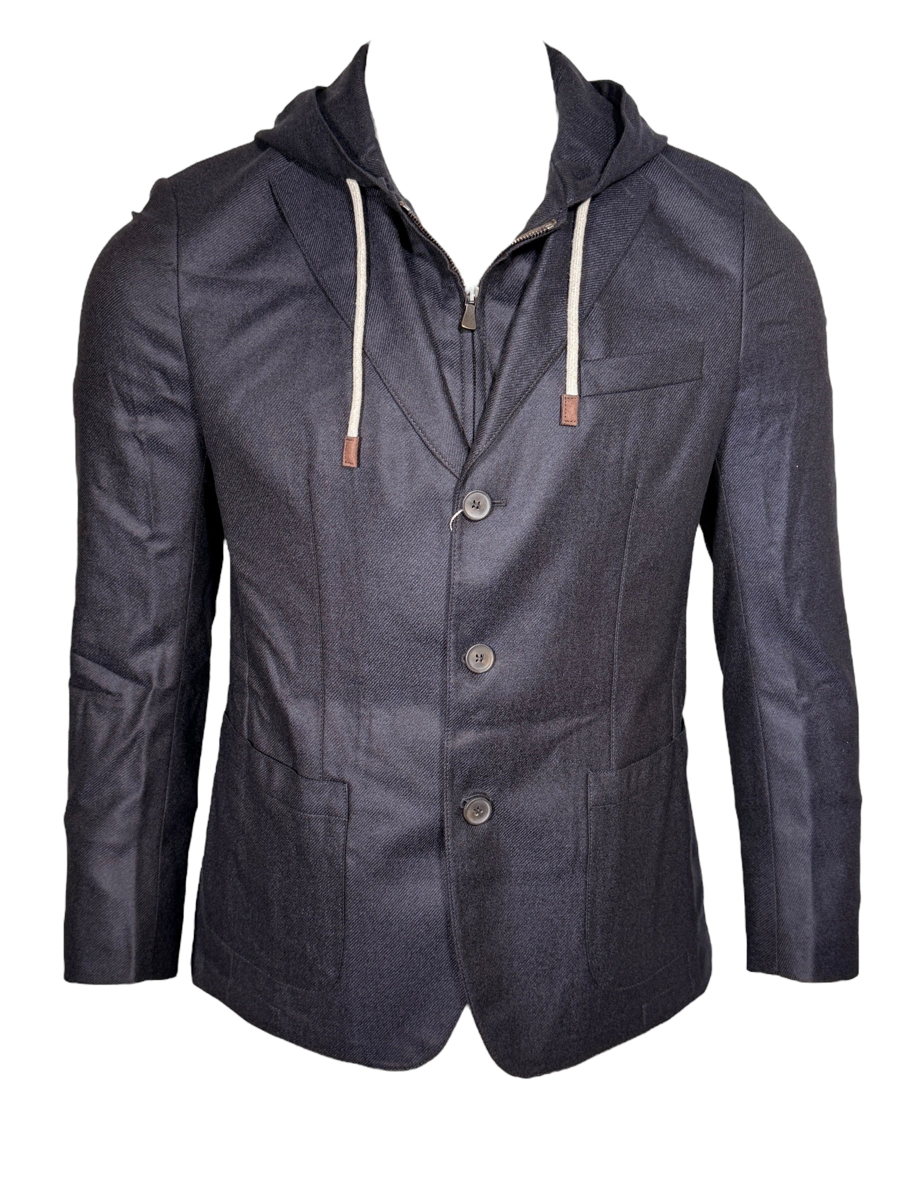 EMANUEL BERG WOOL/CASHMERE D-CONTRUCTED SHIRT JACKET - NAVY