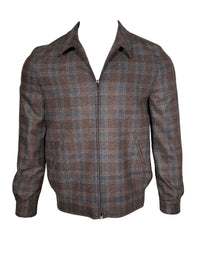 OARS & OLD IVY COLUMBO CASHMERE JACKET - BROWN/BLUE CHECK
