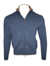ADESI CASHMERE MEN'S TIPPED FULL ZIP SWEATER - MARE/FOAL