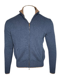 ADESI CASHMERE MEN'S TIPPED FULL ZIP SWEATER - MARE/FOAL