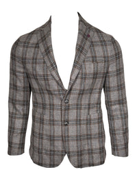 SARTORIA PARTENOPEA SPORT COAT - GREY/BLUE/BROWN CHECK PLAID