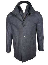 OARS & OLD IVY WOOL/CASHMERE COAT - NAVY DIAGONAL