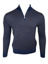 PERU UNLIMITED TRI COLOR 1/4 ZIP SWEATER - BLUE
