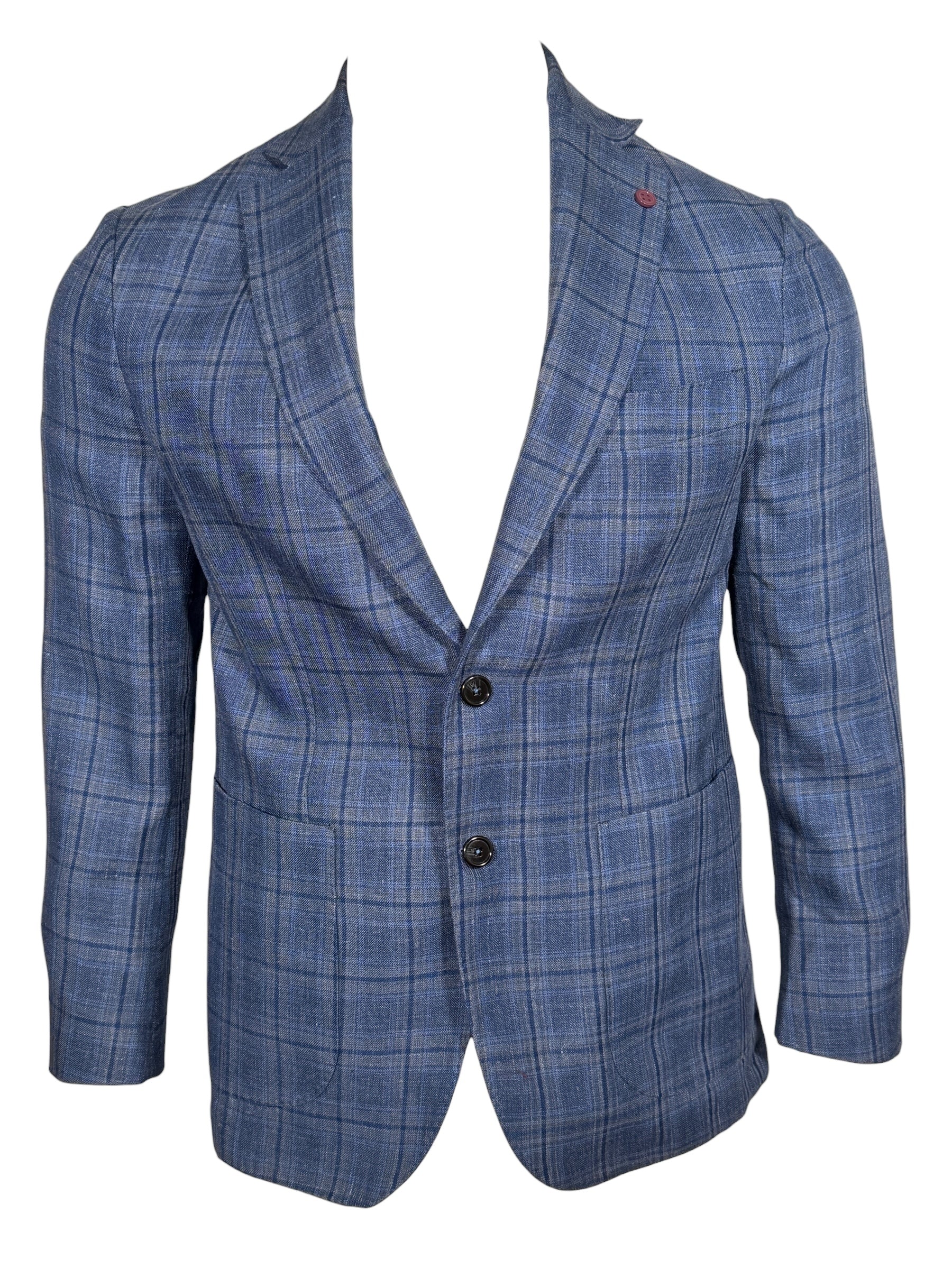 SARTORIA PARTENOPEA SPORT COAT - NAVY & BLUE PLAID