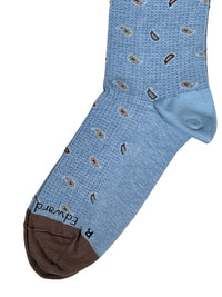 EDWARD ARMAH MEN'S SOCK - ICE BLUE/LIGHT BROWN PIN NEAT MELANGE