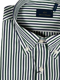 PAUL & SHARK MEN'S SHIRT - NAVY/OLIVE STRIPE