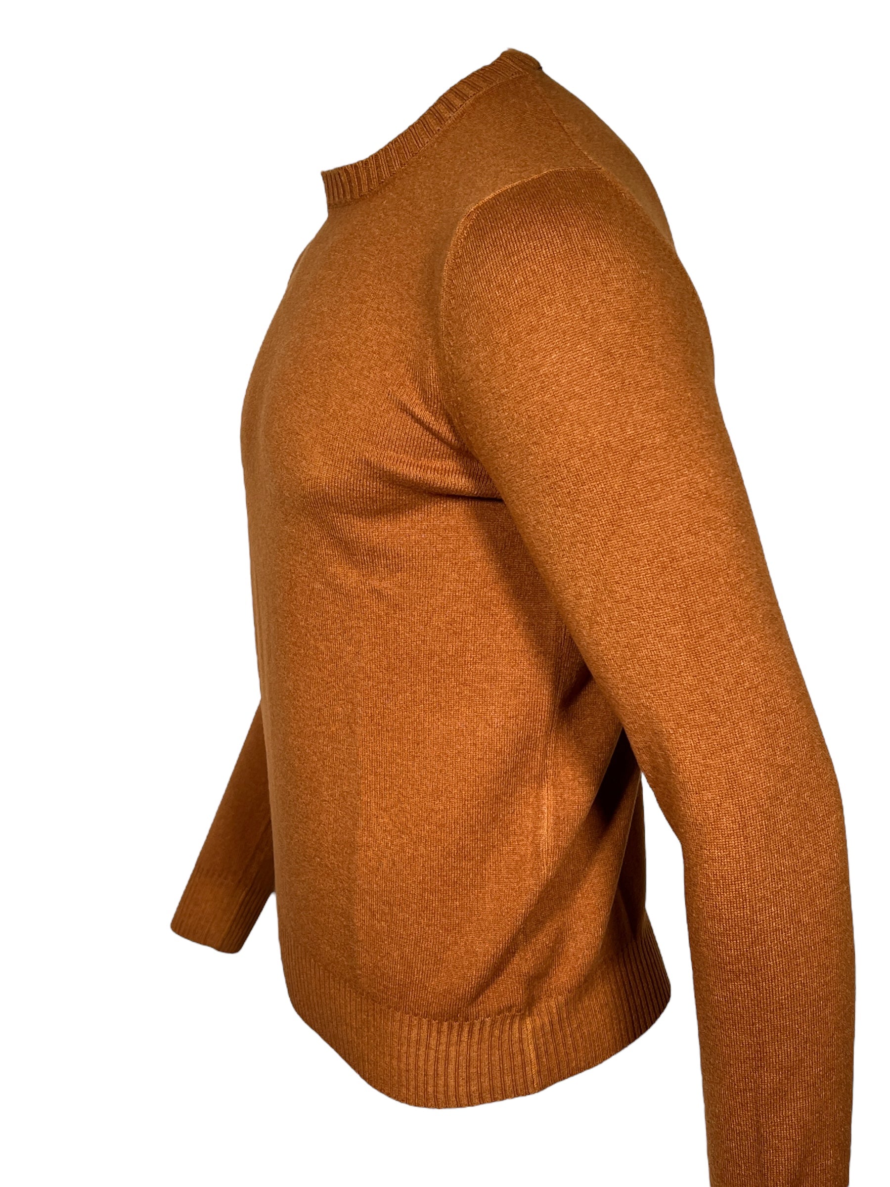 BUTTON DOWN VINTAGE WOOL/CASHMERE CREW SWEATER - ORANGE
