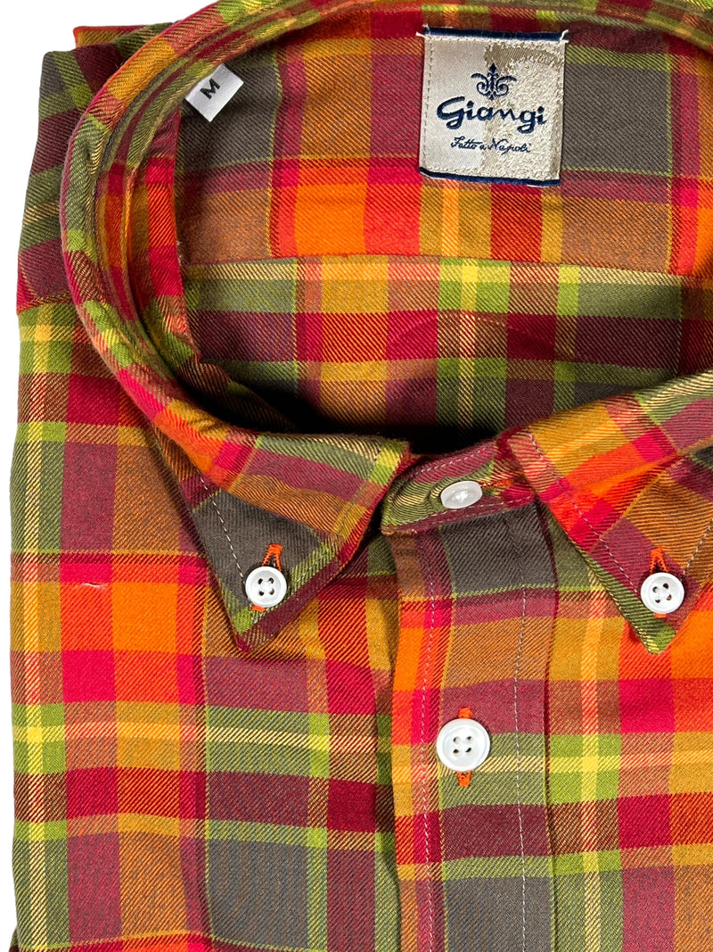 GIANGI NAPOLI MEN'S SHIRT - ORANGE PLAID