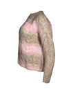 HUBERT GASSER STRIPED CABLE KNIT SWEATER - BEIGE/ROSE