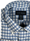 SCOTT BARBER SOFT PERFORMANCE MELANGE GINGHAM MEN’S SHIRT - BLUE