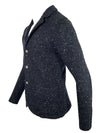 ELEVENTY MEN'S WOOL/CASHMERE SWEATER JACKET WITH SUEDE ELBOW PATCH - NEW BLUE